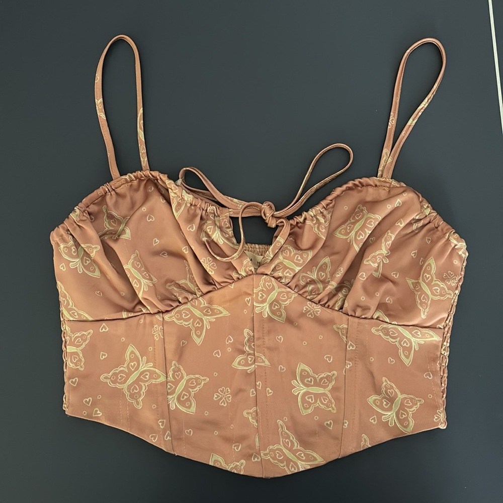 Small LA Hearts cropped corset top with adjustable straps